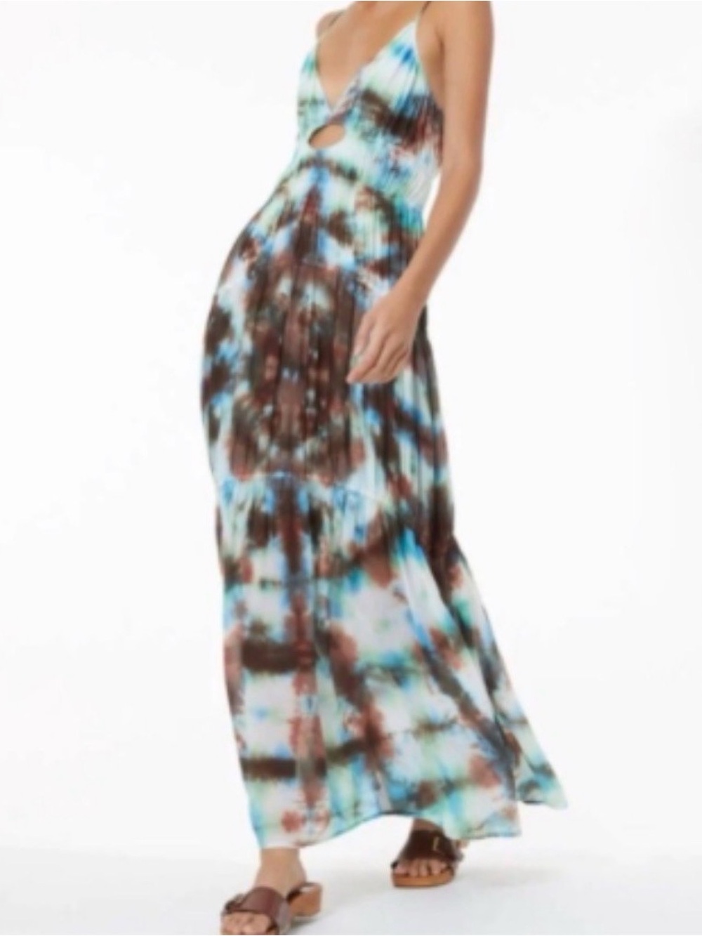Young Fabulous Broke YFB Delphine Tie Dye Chiffon Long Maxi Dress Size XS NWT